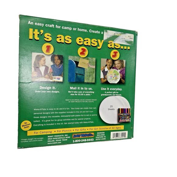 Original Girl Scout Make A Plate Kit Troop Arts & Crafts Patch Markers - Picture 2 of 13